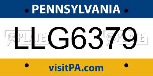 LLG6379 Pennsylvania License Plate
