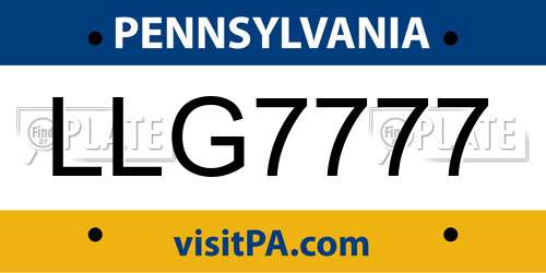 LLG7777 Pennsylvania License Plate