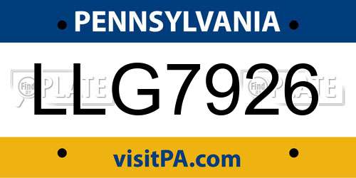 LLG7926 Pennsylvania License Plate