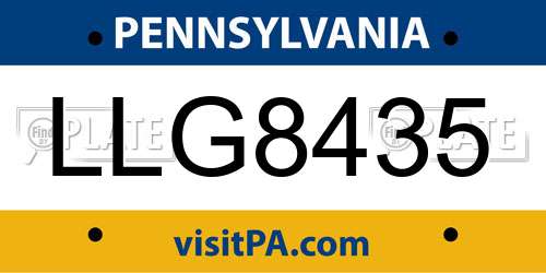 LLG8435 Pennsylvania License Plate