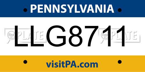 LLG8711 Pennsylvania License Plate