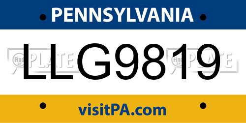 LLG9819 Pennsylvania License Plate