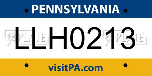 LLH0213 Pennsylvania License Plate