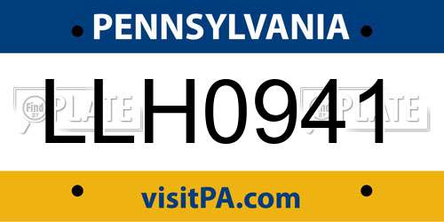 LLH0941 Pennsylvania License Plate