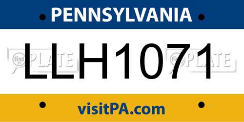 LLH1071 Pennsylvania License Plate