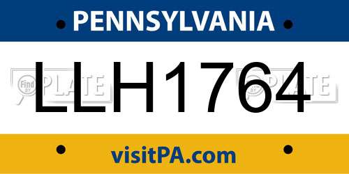 LLH1764 Pennsylvania License Plate