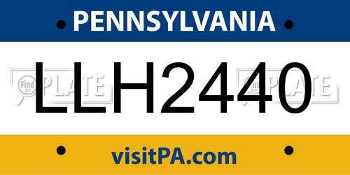 LLH2440 Pennsylvania License Plate