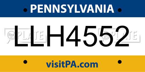 LLH4552 Pennsylvania License Plate