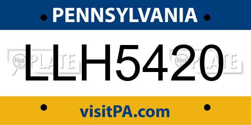 LLH5420 Pennsylvania License Plate