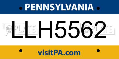 LLH5562 Pennsylvania License Plate
