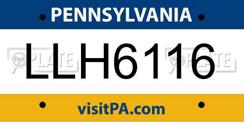 LLH6116 Pennsylvania License Plate