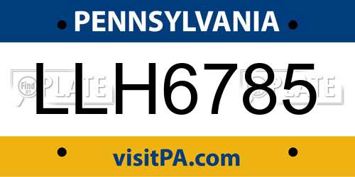 LLH6785 Pennsylvania License Plate