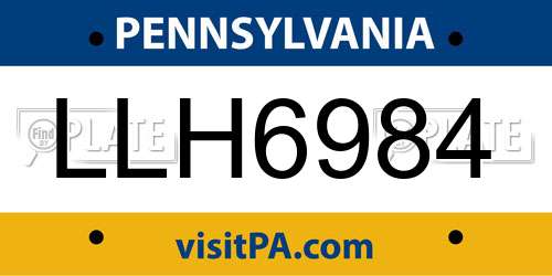 LLH6984 Pennsylvania License Plate