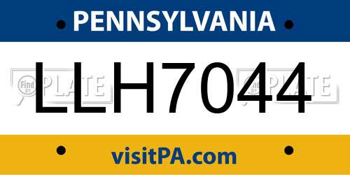 LLH7044 Pennsylvania License Plate