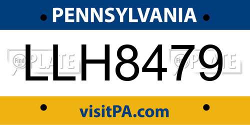 LLH8479 Pennsylvania License Plate