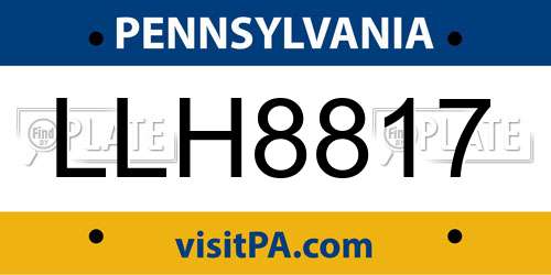 LLH8817 Pennsylvania License Plate