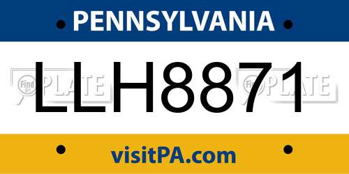 LLH8871 Pennsylvania License Plate