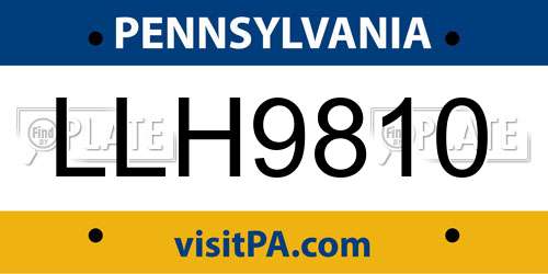 LLH9810 Pennsylvania License Plate