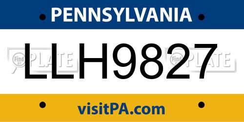 LLH9827 Pennsylvania License Plate