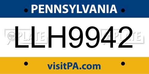 LLH9942 Pennsylvania License Plate