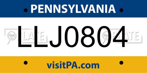 LLJ0804 Pennsylvania License Plate