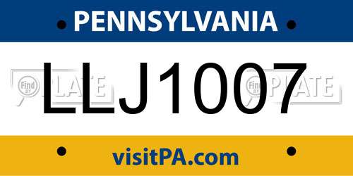 LLJ1007 Pennsylvania License Plate