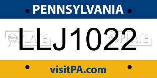 LLJ1022 Pennsylvania License Plate