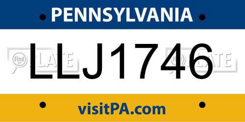 LLJ1746 Pennsylvania License Plate
