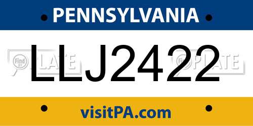 LLJ2422 Pennsylvania License Plate