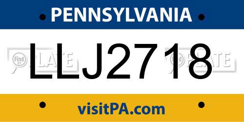 LLJ2718 Pennsylvania License Plate