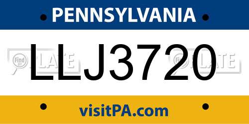 LLJ3720 Pennsylvania License Plate
