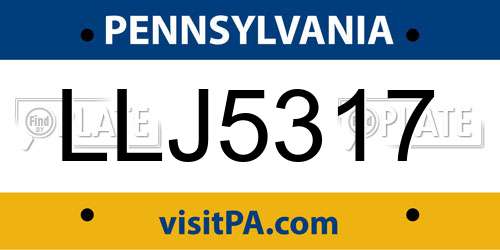 LLJ5317 Pennsylvania License Plate
