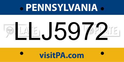 LLJ5972 Pennsylvania License Plate