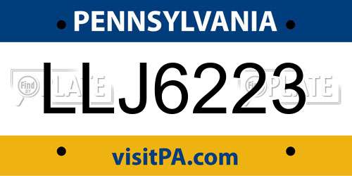 LLJ6223 Pennsylvania License Plate