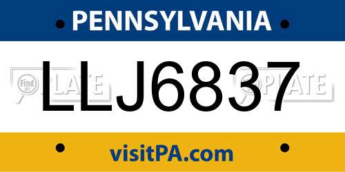 LLJ6837 Pennsylvania License Plate