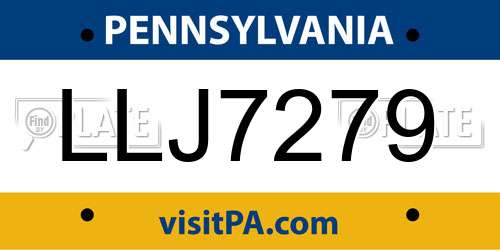 LLJ7279 Pennsylvania License Plate