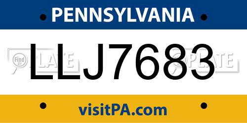 LLJ7683 Pennsylvania License Plate
