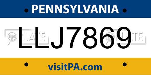 LLJ7869 Pennsylvania License Plate