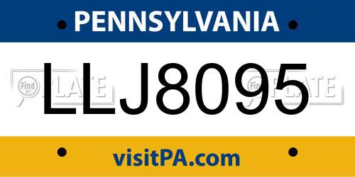 LLJ8095 Pennsylvania License Plate