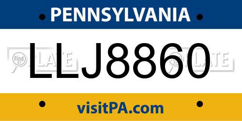 LLJ8860 Pennsylvania License Plate