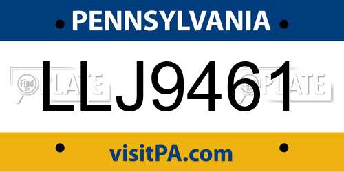 LLJ9461 Pennsylvania License Plate