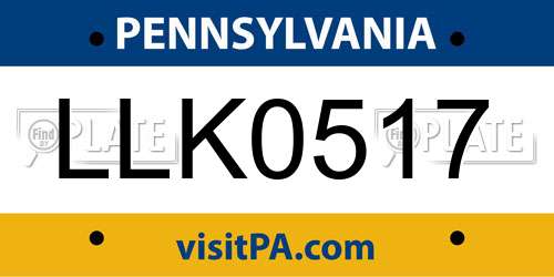 LLK0517 Pennsylvania License Plate
