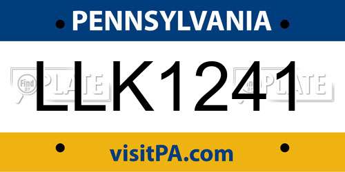 LLK1241 Pennsylvania License Plate