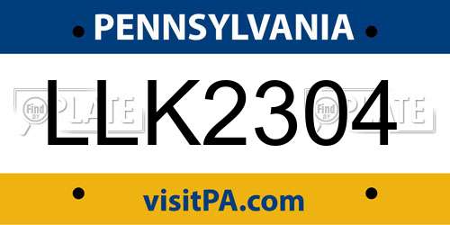 LLK2304 Pennsylvania License Plate
