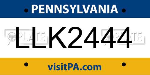 LLK2444 Pennsylvania License Plate