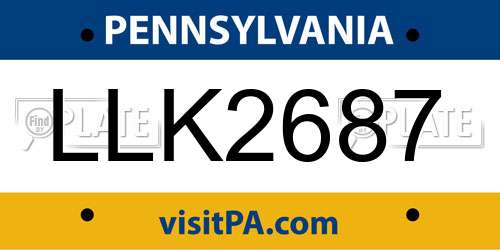 LLK2687 Pennsylvania License Plate