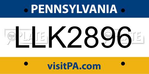 LLK2896 Pennsylvania License Plate