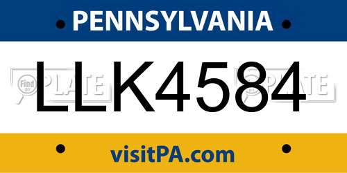 LLK4584 Pennsylvania License Plate