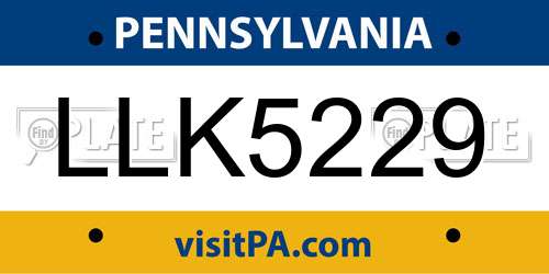 LLK5229 Pennsylvania License Plate