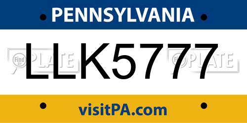 LLK5777 Pennsylvania License Plate